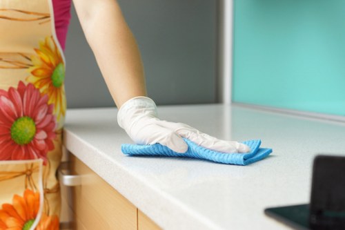 Office cleaners maintaining a Kensington workplace reception area